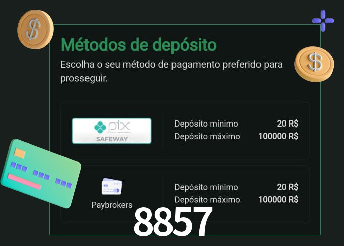O cassino 8857 oferece uma grande variedade de métodos de pagamento